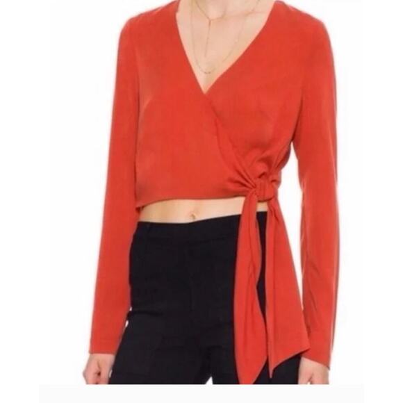 Intermix Whitney Long Sleeve Crop Top Burnt Orange NWT - Picture 1 of 5